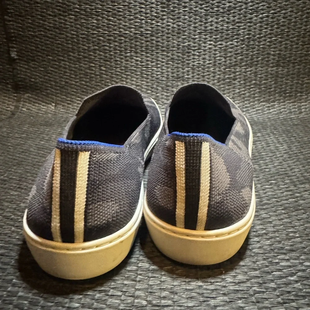 Rothy's Black and Gray Camouflage Slip-On Loafers